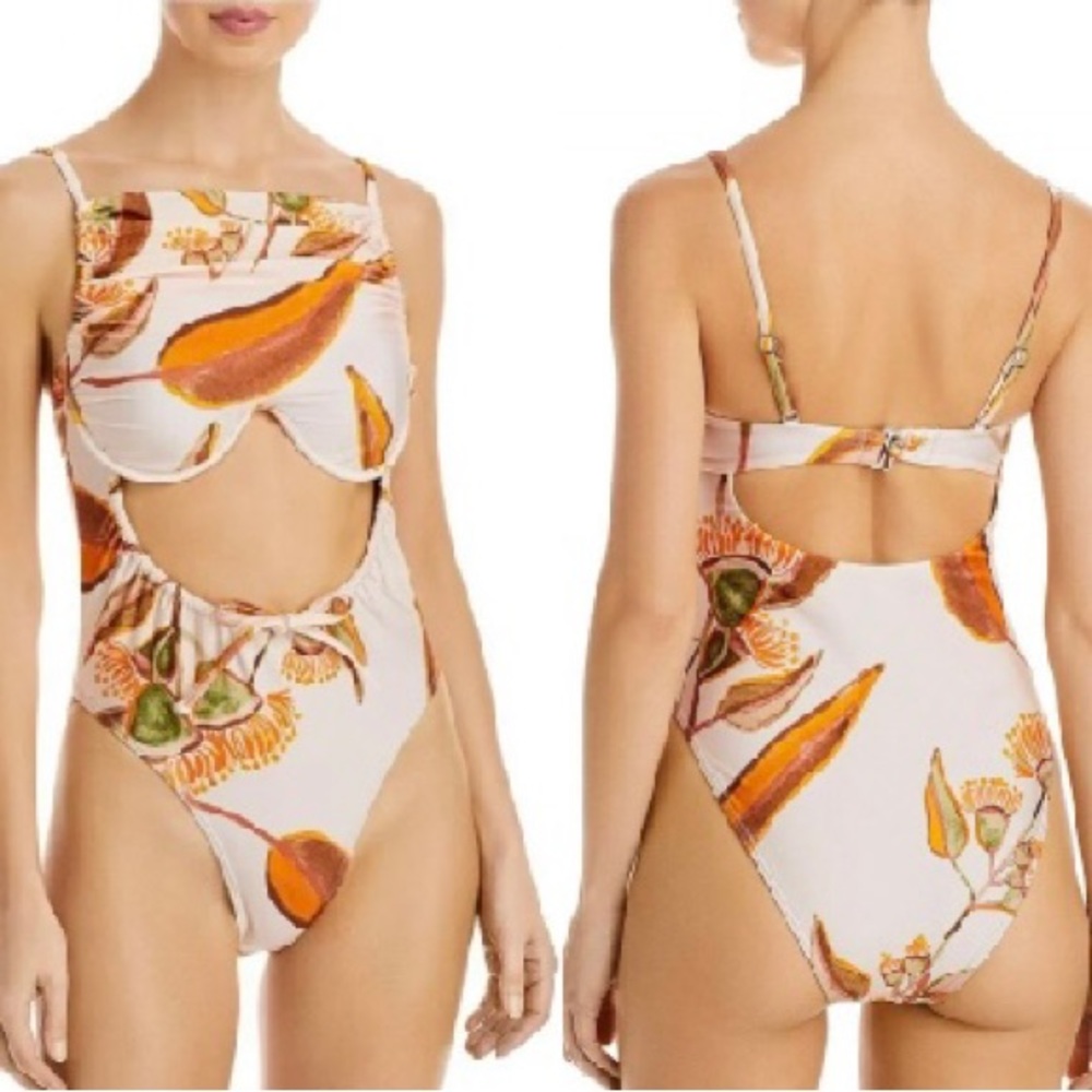 Andrea Iyamah Orange Floral One Piece Swimsuit